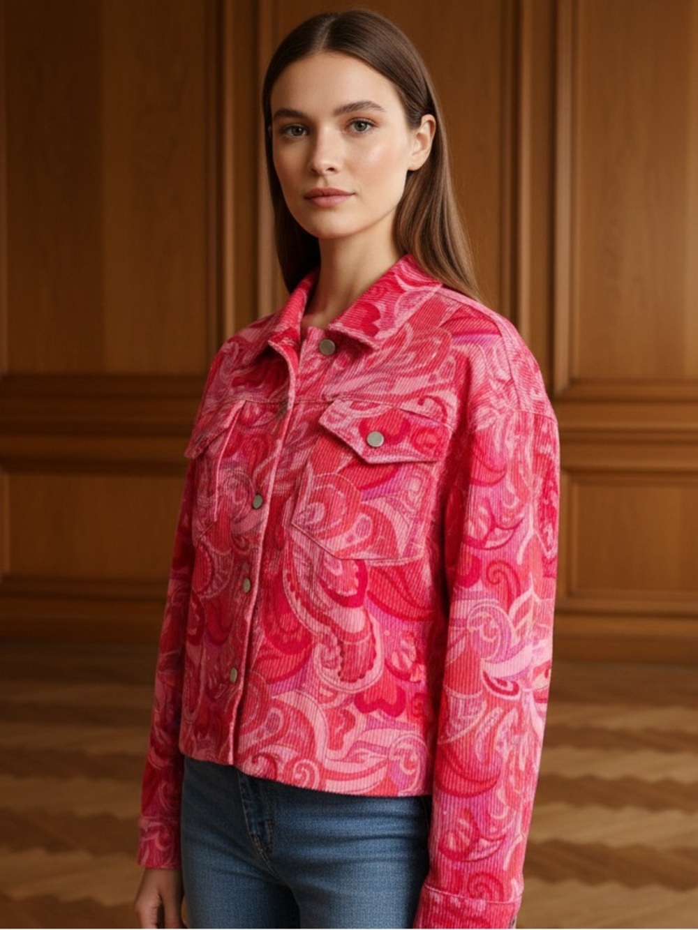 Vibrant Pink Swirl Jacket Eye Catching  Abstract Patterns Pinks & Purple Colors